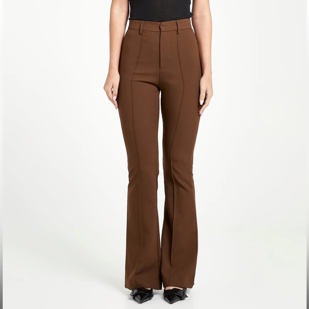 BOA Wide Leg Suit Trousers Brown